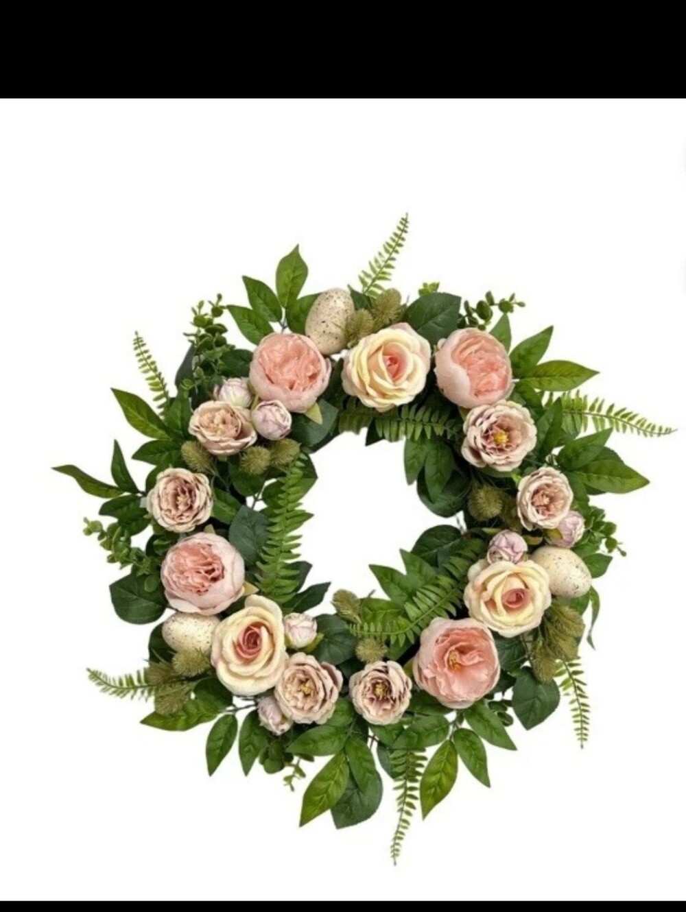 Blush and Cream Rose Floral Wreath by Home Accents Faux Florals